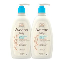 Aveeno Baby 婴儿乳液 舒缓 18液体盎司(约532毫升) 适合成人 二甲硅氧烷 适合各种肤质 2件装