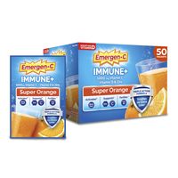Emergen-C Immune+ 三重作用免疫支持粉,βVia (R),1000 毫克维生素 C,B 族维生素,维生素 D 和抗氧化剂,超级橙色 — 50 粒