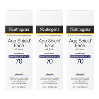 Neutrogena 露得清 Age Shield 抗氧化面部乳液防晒霜,具有广谱 SPF 70,无油和非粉刺保湿防晒霜,可防止衰老迹象,3 液体盎司(3 件装)88ml | 88*3 ml | 264 ml