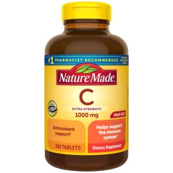 Nature Made Extra Strength 维生素 C 1000 毫克,免疫支持膳食补充剂,300 片,300 天供应量