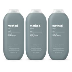 Method 男士沐浴露,海洋 + 冲浪,不含对羟基苯甲酸酯和邻苯二甲酸盐,18 液体盎司(3 件装),软化