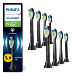 Philips 飞利浦 Sonicare W2 Optimal 白色原装替换刷头,黑色,8 件装,HX6068/88