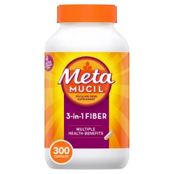 Metamucil 木瓜素膳食补充剂 有助消化健康 300粒 无味 植物性 1件装 适合成人