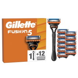 Gillette 吉列 Fusion5 男士剃须刀,1 个吉列剃须刀,12 个替换刀片
