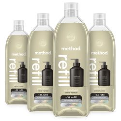 Method 高级凝胶手洗补充装,香根草+琥珀,可回收瓶,可生物降解配方,33 液体盎司(4 件装)