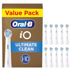 Oral-B 欧乐B iO 终极清洁原装替换牙刷头 适用于 Oral-B 欧乐B iO 电动牙刷 "Bristle-in-Bust" 套装,白色,10 个装