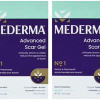 Mederma 高级疤痕凝胶 1 x 每日减少旧新疤痕的外观 #1 医生药剂师推荐品牌 1.7 盎司,透明色,100 克(2x50 克)