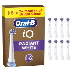 Oral-B 欧乐B iO 亮白原装替换牙刷头 适用于 Oral-B 欧乐B iO 电动牙刷,牙齿美白,白色,8个装