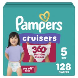 Pampers 帮宝适 Cruisers 360 纸尿裤 - 尺码 5,一个月供应量(128 片),套穿式一次性婴儿纸尿裤,无间隙贴合