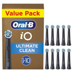 Oral-B 欧乐B iO 终极清洁原装替换牙刷头 适用于 Oral-B 欧乐B iO 电动牙刷 "Bristle-in-Bust" 套装,黑色,10 个装