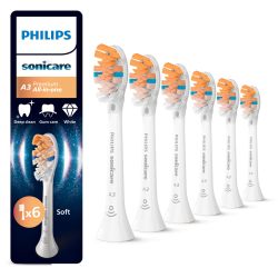 Philips 飞利浦 Sonicare A3 高级一体式原装替换刷头,白色,6 支装,HX9096/87
