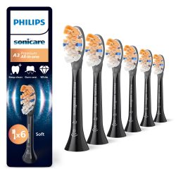 Philips 飞利浦 Sonicare A3 高级一体式原装替换刷头,黑色,6 个装,HX9096/88