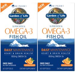 Garden of Life 深海鱼油软胶囊 850mg高浓度Omega-3 护心益脑 橙子味 成人120粒