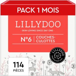 LILLYDOO 婴儿尿布裤 - 尺码 6(13 千克以上),每月盒(114 片尿布),安全防漏 - 亲肤、柔软、不含乳液,适用于敏感肌肤,通过皮肤病理学测试