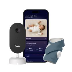 【超市专属上新】Owlet Dream Duo (Gen 3)智能婴儿监视器一体式套装 - 2K 高清视频婴儿监视器带警报和Owlet Dream Sock 跟踪宝宝的氧气、心率和睡眠 | 通过应用程序健康见解| 睡前蓝