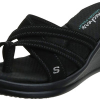 Skechers 斯凯奇 女式 38465 楔形凉鞋 38465 防水 Black 尺码6