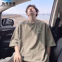 马克华菲 重磅棉宽松短袖T恤 卡其色 M 男装