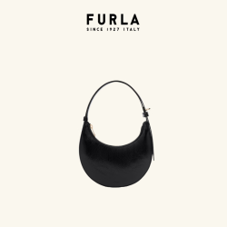 FURLA DELIZIA裂纹漆皮牛皮迷你女士腋下包单肩包月牙包女包