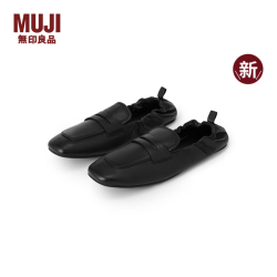 無印良品 MUJI 女式 羊皮 乐福鞋 一脚蹬 鞋子 单鞋 平底 皮鞋 26年秋季新品 黑色 23.5 cm/37码