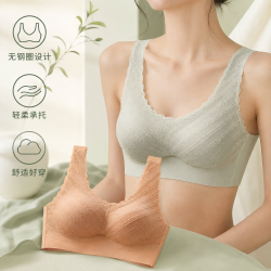 勋阳宇乐 无痕内衣一体式运动文胸 桔色+浅绿