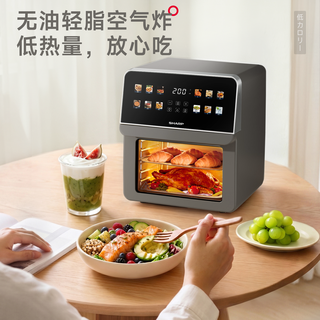 夏普 空气炸锅烤箱一体机 可视化触屏 太空灰 10L