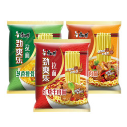康师傅 劲爽乐拉面3袋装红烧牛肉泡面方便面劲道香辣食用