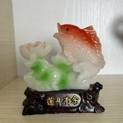 莲年有余高档新中式工艺品客厅装饰手工树脂点缀连年有余摆件LY