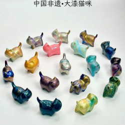 2百号漂漆猫手工木质桌面摆件休闲小奶猫傲娇可爱小摆件送礼