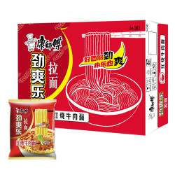 康师傅 劲爽乐拉面24袋装红烧香辣牛肉葱香排骨泡面方便面劲道浓郁