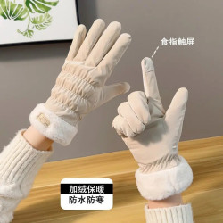女款冬季骑行加厚加绒可触屏保暖防风防水户外滑雪手套