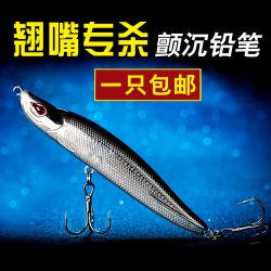 翘刹 沉水铅笔路亚铅笔假饵淡水远投夜光 翘嘴专杀 海钓鲈鱼假饵