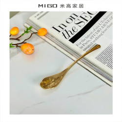 黄铜小勺子精美雕花餐具家居摆件