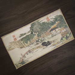 麂皮绒桌布席中式香道套装用品配件桌香炉垫茶毛巾加厚