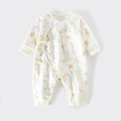 H 新生儿纯棉衣服初生婴儿40g连体宝宝可爱衣服秋冬哈衣夹棉蝴蝶衣
