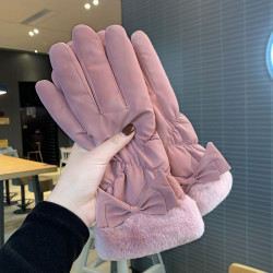 手套冬季女士保暖加厚绒触屏防水防风寒户外骑行摩托车滑雪手套女