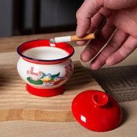 兰怜 烟灰缸带盖防飞家用装饰创意个性复古陶瓷烟缸摆件稀奇古怪