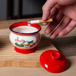 兰怜 烟灰缸带盖防飞家用装饰创意个性复古陶瓷烟缸摆件稀奇古怪