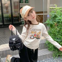 女童长袖t恤秋装2026新款洋气儿童春秋款打底衫女孩秋季短款上衣
