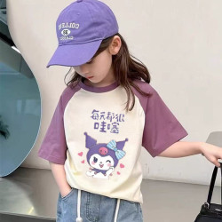女童库洛米短袖T恤夏季2026新款儿童女孩夏装中大童女孩插肩上衣