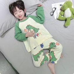 男女童睡衣春秋季2024新款儿童秋天长袖恐龙卡通家居服女童