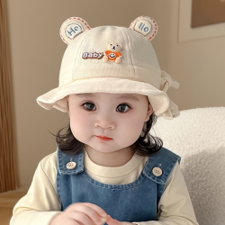 金顶冠 帽子新款薄款婴儿夏季防晒大帽檐防晒帽洋气儿童遮阳宝宝渔夫帽