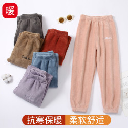 儿童暖暖裤秋冬新款女童打底裤男童保暖居家睡裤加厚宝宝外穿裤子