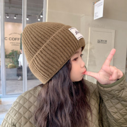 儿童帽子网红流行洋气百搭户外包头帽可爱宝宝白色新款针织女款帽