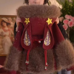 女童派克服2026新款冬款加厚保暖加绒冬装洋气儿童仿皮草毛毛外套