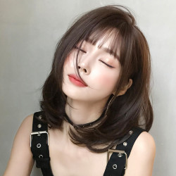 蜜桃小姐D3107假发女短发网红齐肩中长发初恋头短卷发外翻假发套