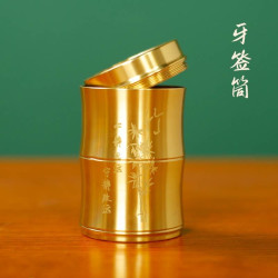 古璃铜艺社简约黄铜材质竹节节节高升款竹节牙签筒餐厅必备牙签盒