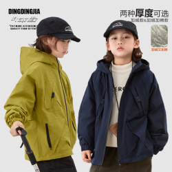 加厚冲锋衣男童加绒外套中大童冬款棉服亲子装6318