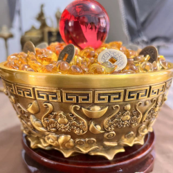 铜制创意前台精美雕刻大号聚宝盆开业全铜家用摆件客厅店铺沈万三