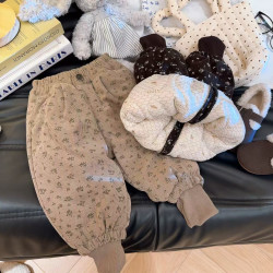 女童加厚棉裤2025冬季新款女童外穿一条过冬裤子宝宝碎花保暖裤子
