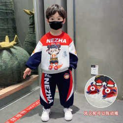 哪吒衣服男童卫衣套装春秋季2026新款潮酷宝宝秋装儿童休闲潮男孩